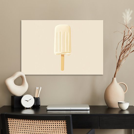 Poster 90x60 cm - Minimalistisch - Waterijsje - Stokje - Beige - Posters - Kamer decoratie - Wanddecoratie woonkamer - Muurdecoratie slaapkamer