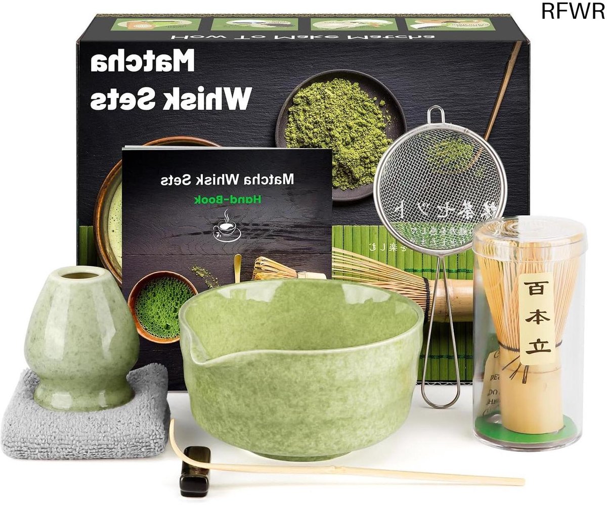 RFWR® Complete matcha-set voor beginners en liefhebbers - 7-delig met bamboe accessoires