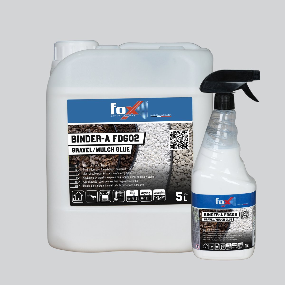FOX BINDER-A FD602 -1 ltr - Professionele Lijm & Bindmiddel voor Boomschors, Grind en Puimsteen