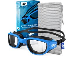 Kyrox Zwembril kinderen - Duikbril kinderen - 6-15 jaar - Inclusief Mesh Bag - Anti-Condens - UV Bescherming - Blauw