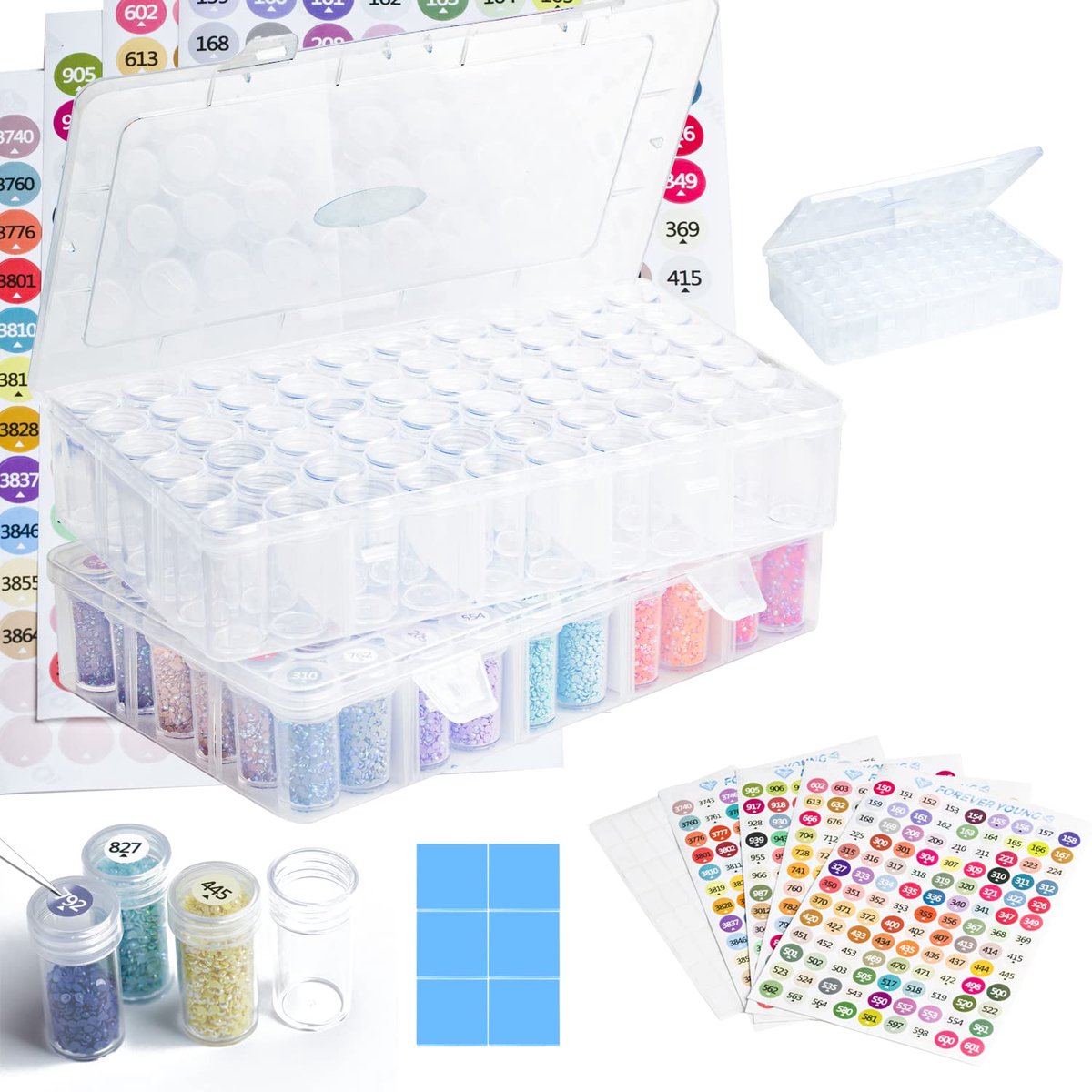 Diamond Painting Opbergdoos - Met 120 vakjes - Voor Diamond Painting steentjes - Set van 2 stuks