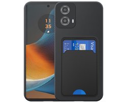 Geschikt voor Motorola Edge 50 Fusion Telefoonhoesje met TPU Pasjeshouder - Flexible Back Cover Case Siliconen TPU with Cardslot - Zwart - Smartphonica geschikt voor Motorola Edge 50 Fusion