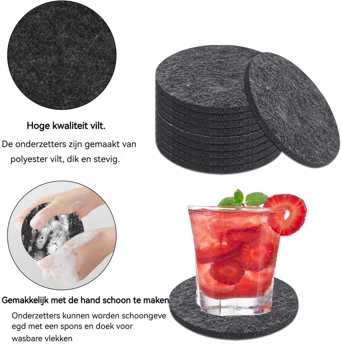 Set van 30 Ronde Vilt Onderzetters – Warmtebestendig, Antislip en Wasbaar voor Glazen, Bekers en Tafels — cadeau in Wonen & Interieur - foto 4