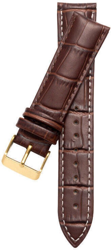 Bracelet universel en cuir véritable 20 mm - Marron foncé, une pièce