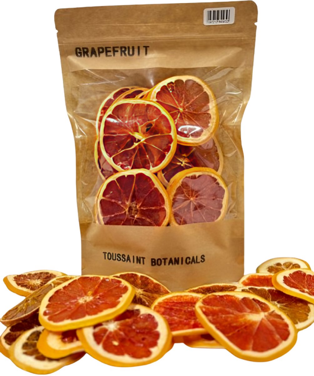 Toussaint Botanicals Premium Gedroogde Grapefruit Schijfjes 100% Natuurlijk 100 g - Cocktails - Decoratie - Taartversiering – Grapefruit plakjes - Pompelmoes - Gratis Verzending!