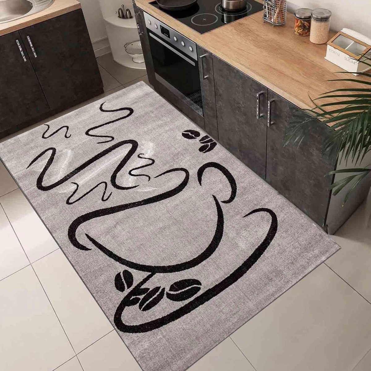 Azomor® Stijlvol grijs keukentapijt met cappuccinopatroon voor een moderne uitstraling 160 x 220 cm