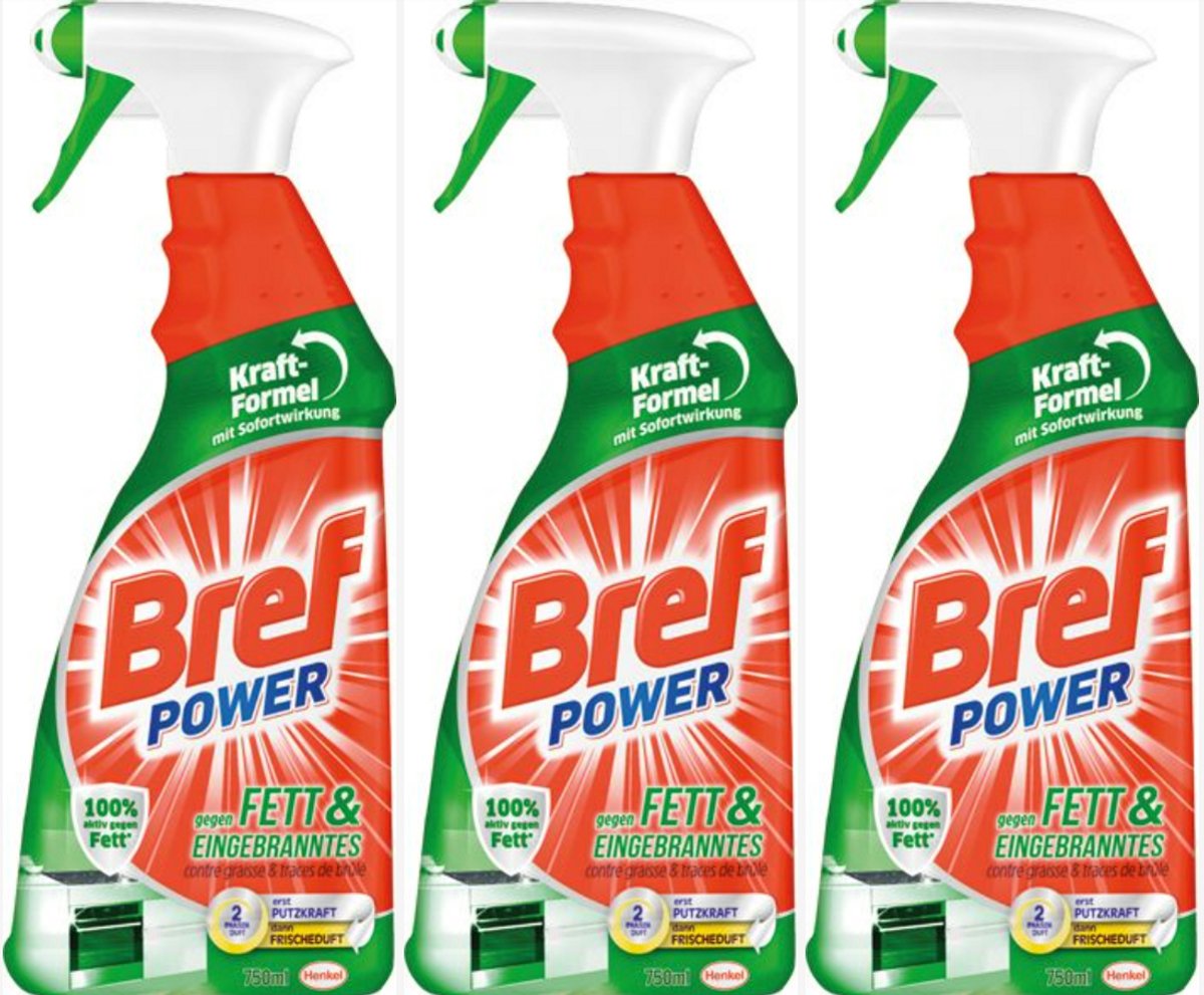 Bref Power - Keukenreiniger - Tegen vet & aangebrand voedsel - Voordeelverpakking - 3X750ml