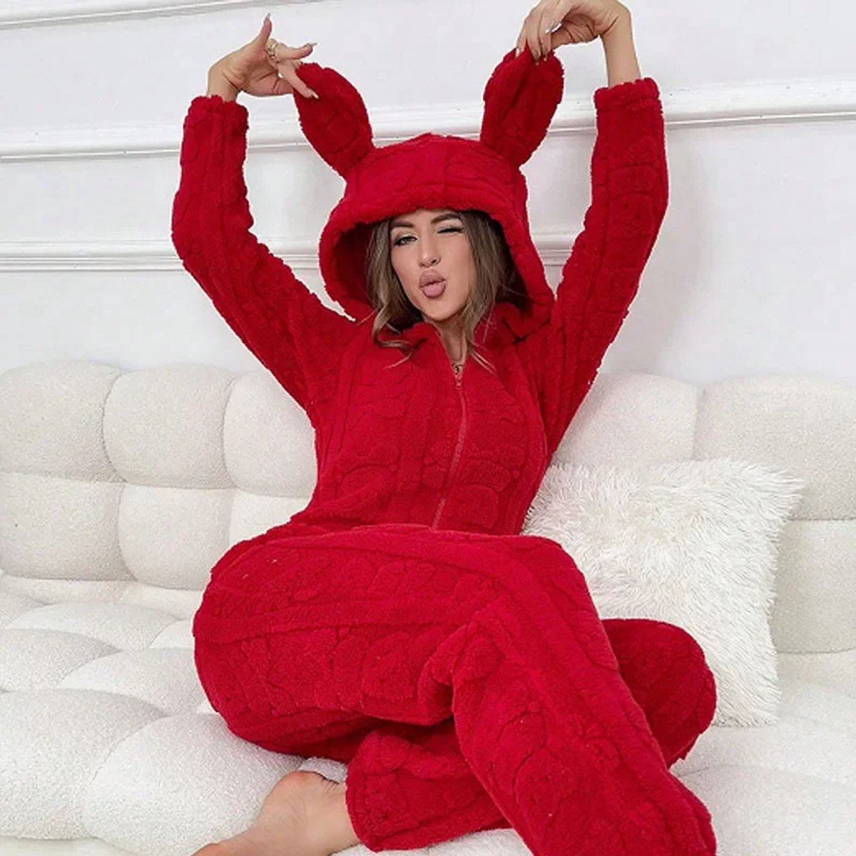 MAYSTEPPE Fleece Onesie Pyjamas for Women, Warm Fluffy Plush