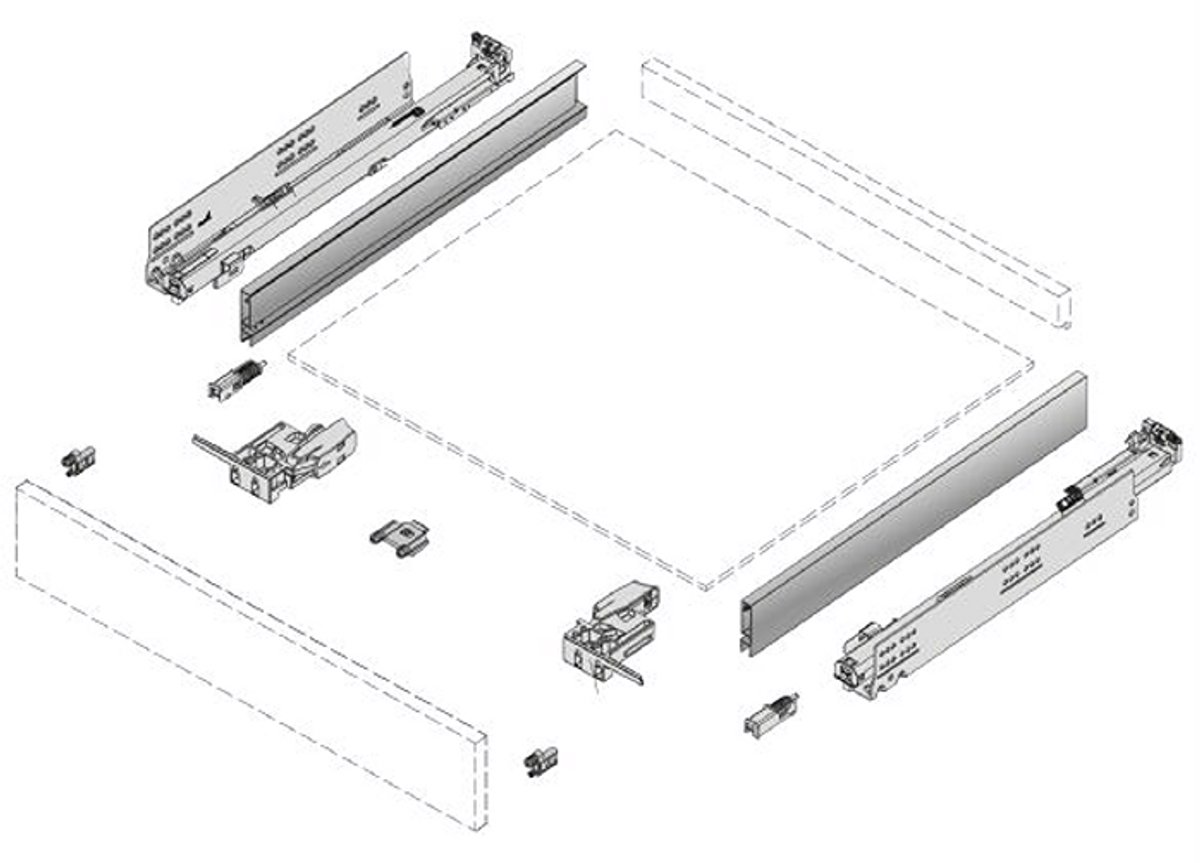 HETTICH AvanTech ladenset, 450mm - zilver - links en rechts