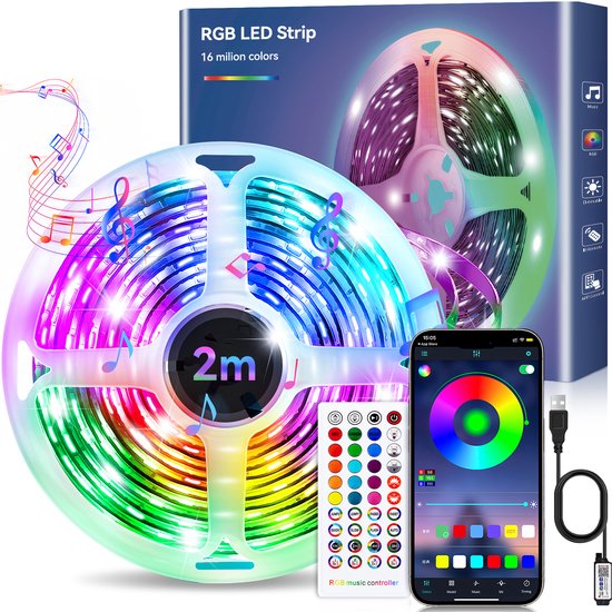 Handson LED strip met RGB kleuren en warmwit IP20 3 meter incl. afstandsbediening kopen? Led-strips