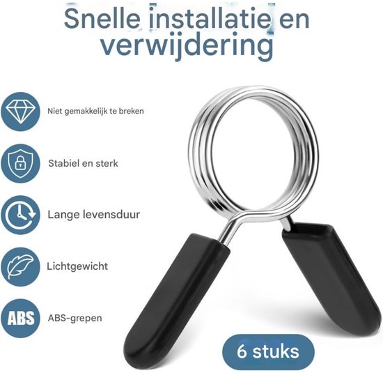 XLKJ Halterstang veersluiting 8 stuks veersluitingen veerclip halter veerclip voor halterstangen, gewichtheffen (30 mm