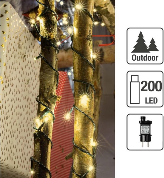 Idena 31870 - LED dennenslinger met 100 leds in warm wit, met 8 uur
