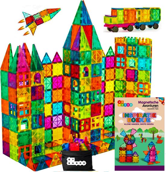 By Baboo® Magnetic Tiles 132 stuks - Magnetisch Bouwspeelgoed Jongens Meisjes - Constructiespeelgoed - Magna Magnetische Tegels Educatief Mind Montessori Kinderspeelgoed 3 Jaar, 4 jaar, 5 jaar, 6 jaar, 7 jaar, 8 jaar - Cadeau Creatief