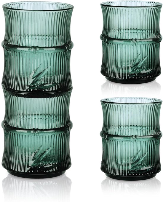 Drinkglazen, kleurrijk, 4-delige set, 400 ml, vintage waterglazen, set
