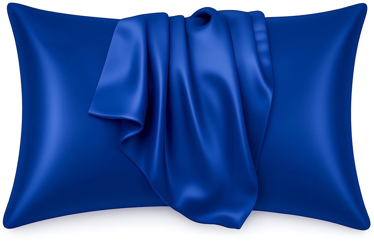 Satijnen kussensloop Donkerblauw 60 x 70 cm hoofdkussen formaat - AfricanFabs® Satin pillow case / Zijde zachte kussensloop van satijn (1 stuks)