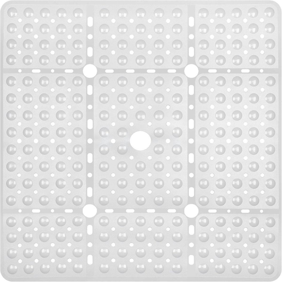 WNHB® Douchemat XL 70x70 cm - Antislip badmat met zuignappen en afvoergaten - Witte douchemat voor badkamer