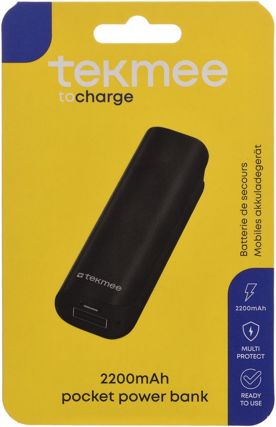 Batterie externe de poche TEKMEE 2200 mAh – 1 port USB – Chargeur portable