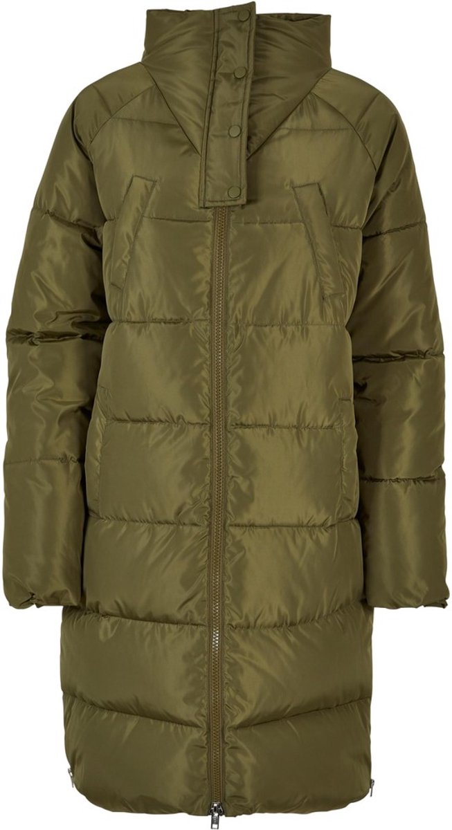 Urban Classics High Neck Puffer winterjas M Olijfgroen