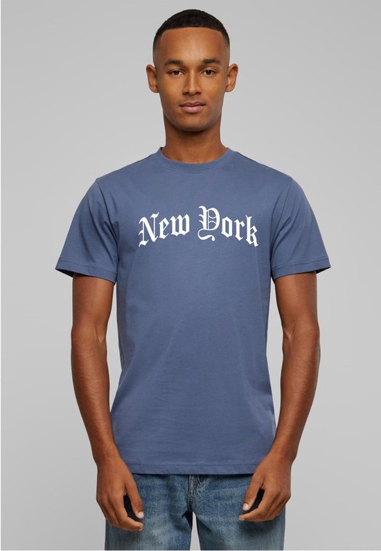 Mister Tee - New York Wording Heren T-shirt - XXL - Blauw