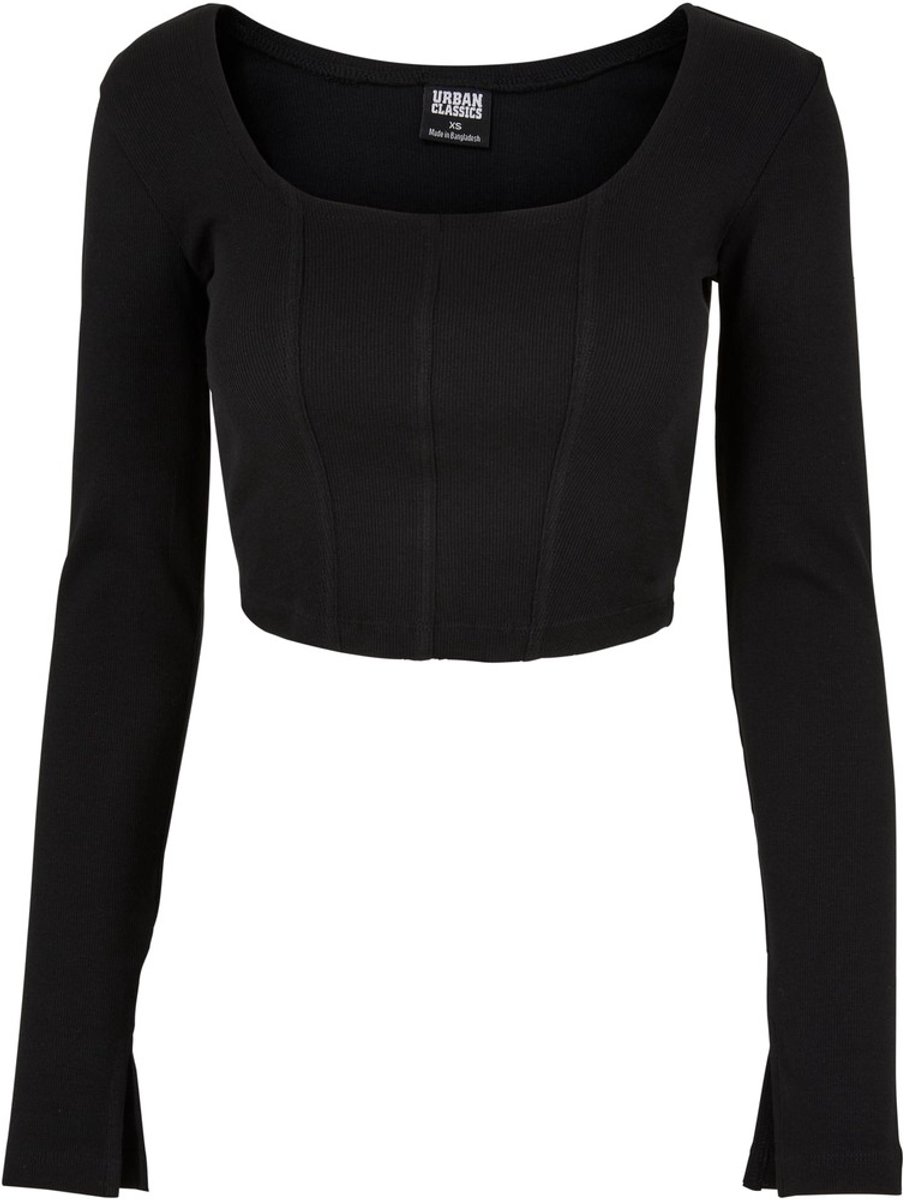 Urban Classics Short Rib Corsage Longsleeve top S Zwart