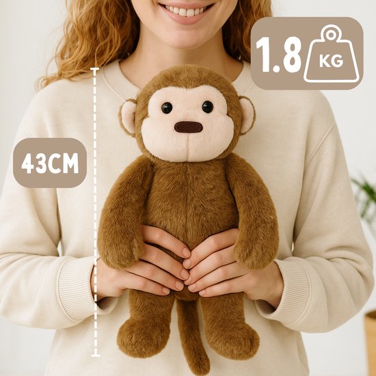 Hugsback 2 kg Verzwaringsknuffel Olifant– Verzwaarde Knuffel 45cm – Weighted Stuffed Animal – Zware Knuffel tegen Stress & Angst – Sensorisch Speelgoed – Knuffelolifant voor Kinderen & Volwassenen