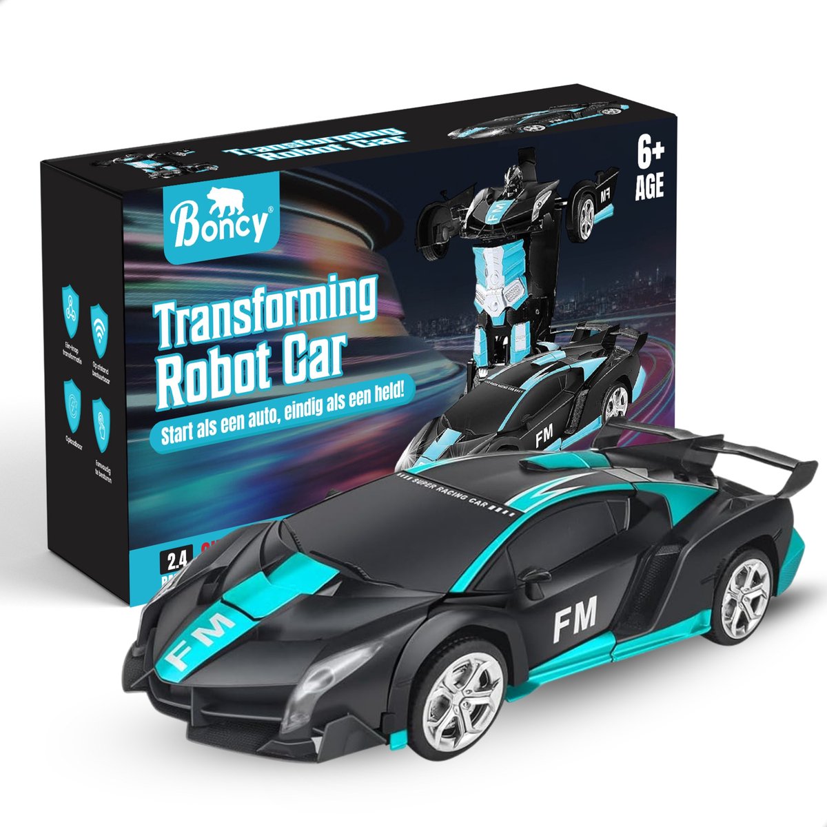 Boncy® Bestuurbare RC Auto - Transformerende Lambo Blauw - Jongens Meisje Volwassenen - Robot Speelgoed Binnen & Buiten - Afstandbestuurbaar Race Drift Car - Afstandsbestuurbaar Raceauto Accu Stuntauto - Bestuurbaar Elektrisch Autos Afstandsbediening — afbeelding 9