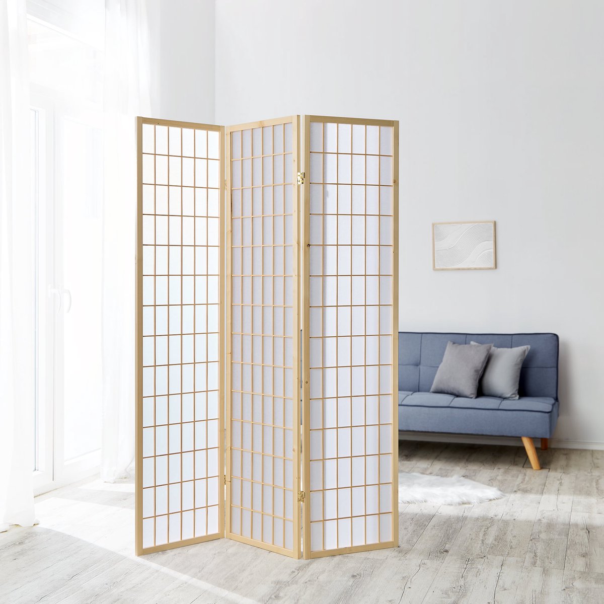 Homestyle4u Kamerscherm - 132x175 cm - natuur - 3-delig - Shoji