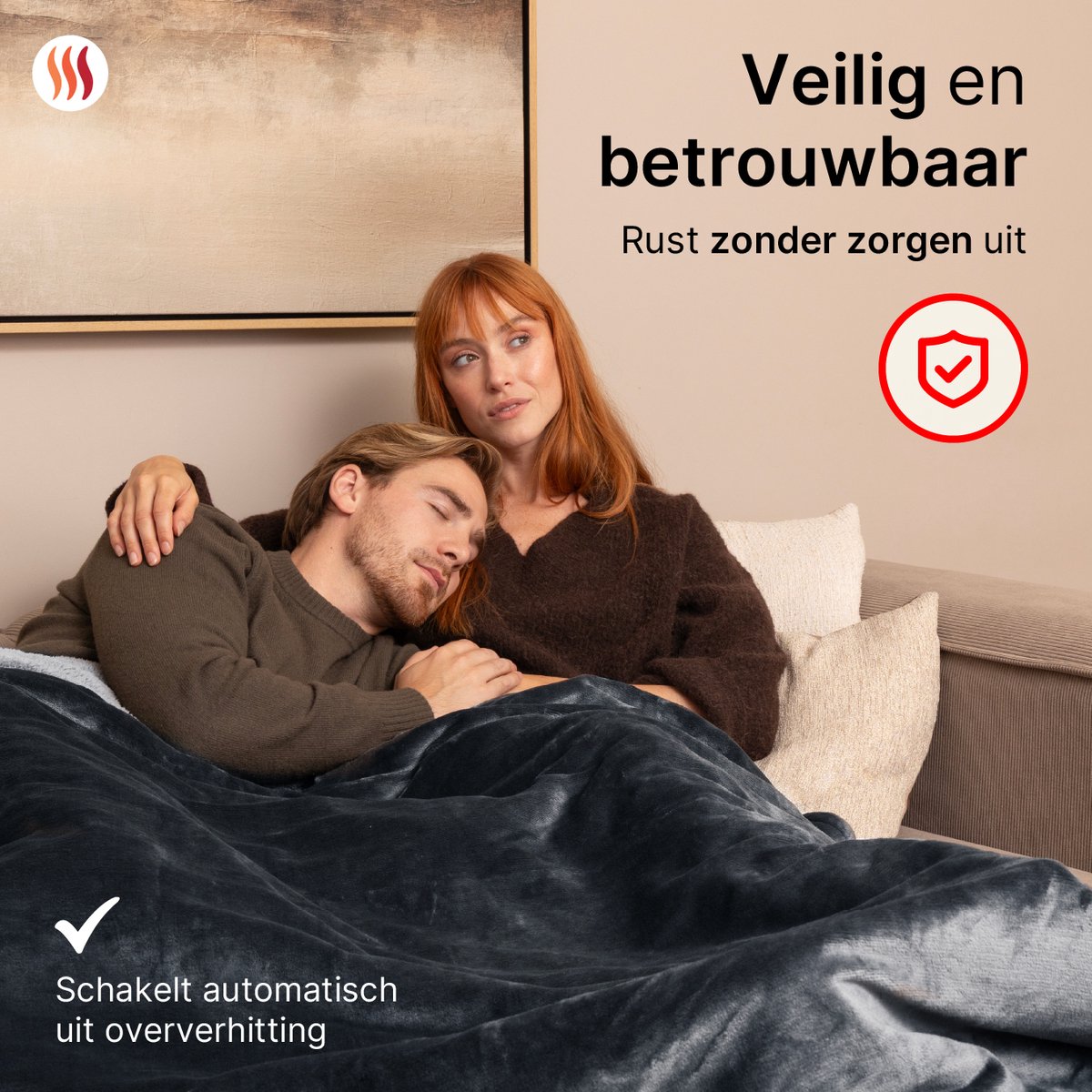 Seranova Elektrische Deken XXL - 180x160 cm - 2 Persoons Bovendeken - Warmtedeken - Dubbelzijdig Fleece Sherpa - Antraciet Grijs – foto 7