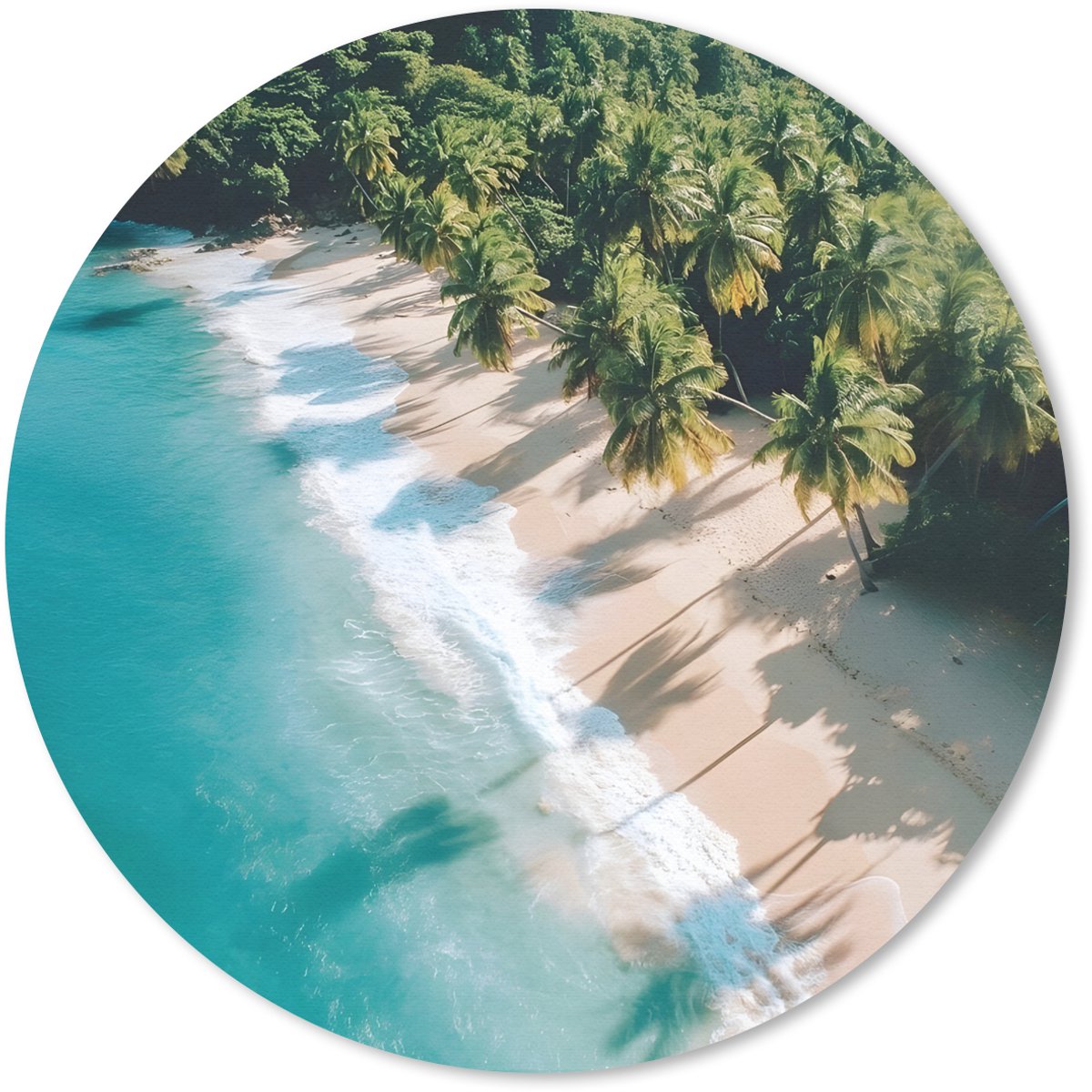Muismat rond 50x50 cm - Mousepad Tropisch - Strand - Water - Palmbomen - Ronde muismatten