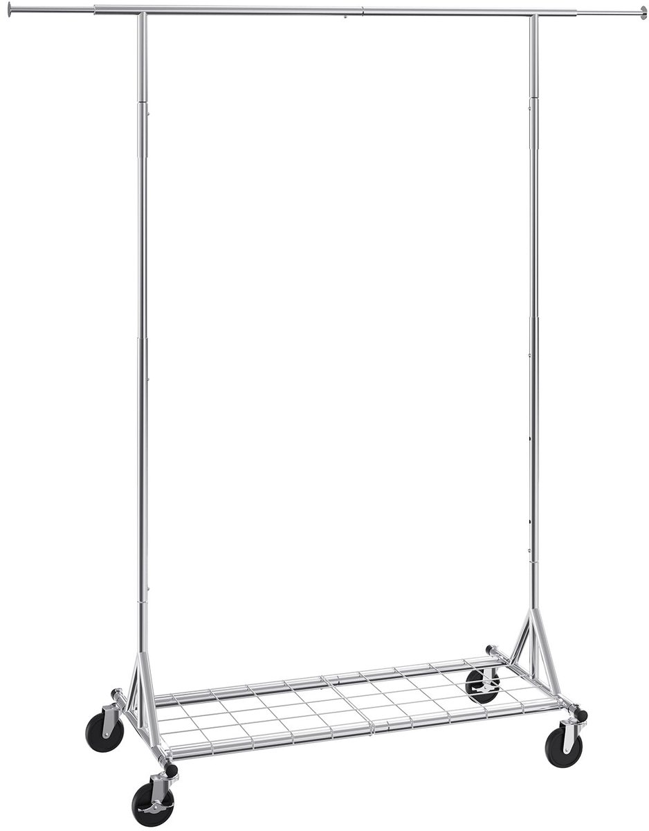 Azomor® Verstelbare en mobiele kledingstandaard met robuuste kledingstang en extra opslagruimte