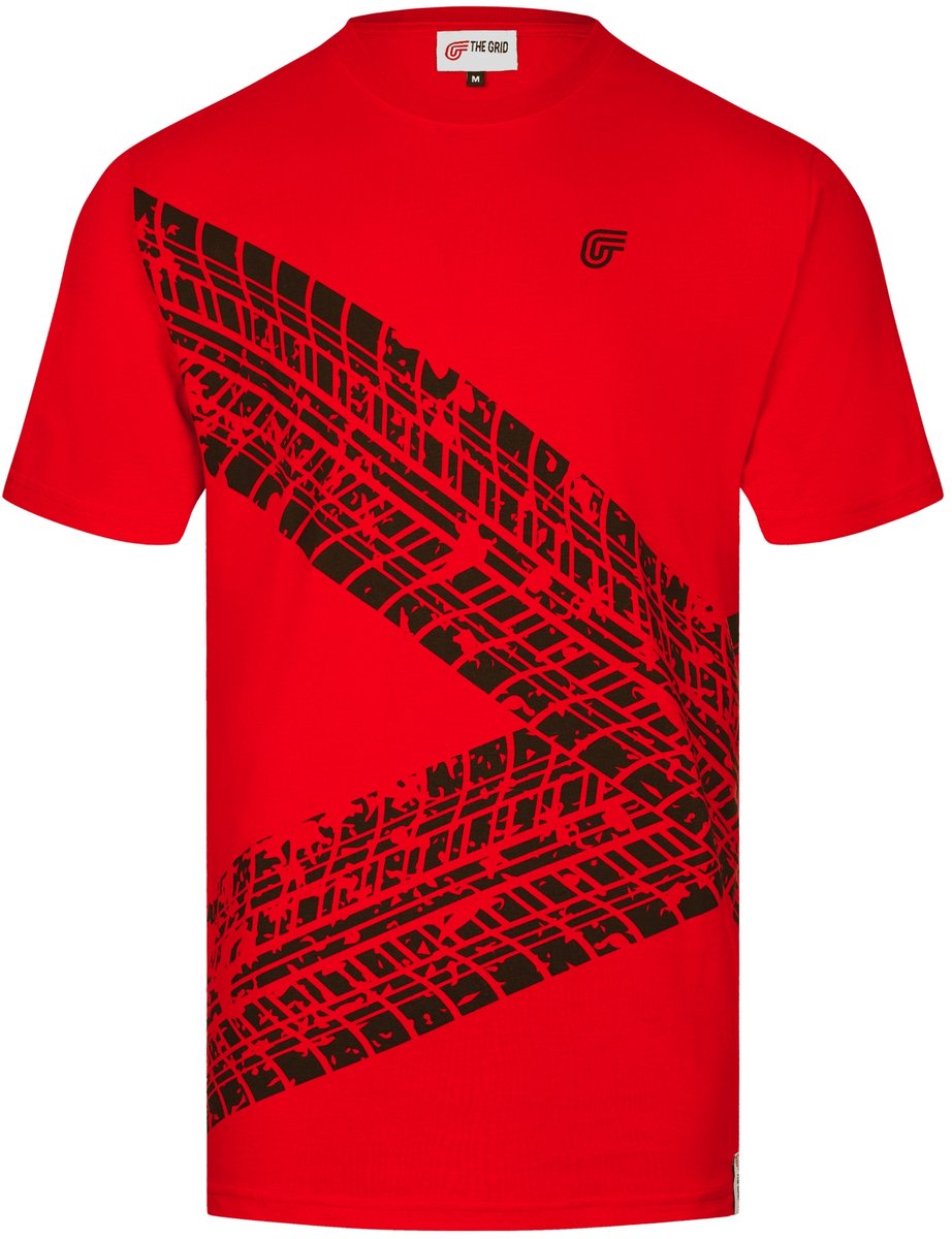 T-shirt Tire Mark Rood, maat XL - The Grid lifestyle - Racing lifestyle - T-shirts