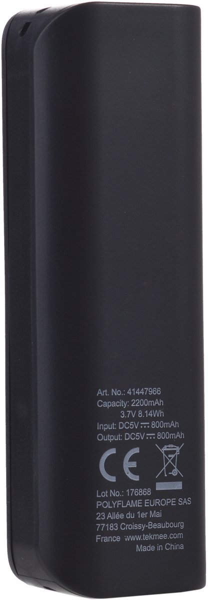 TEKMEE Pocket Powerbank 2200mAh – 1 USB Poort – Draagbare Oplader – foto 3