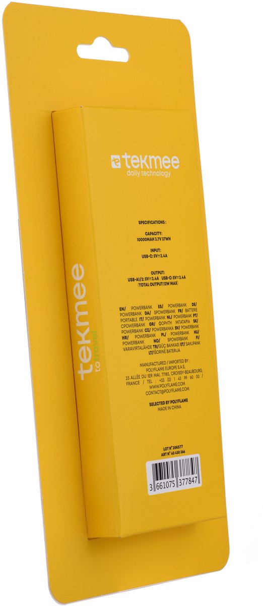 TEKMEE Powerbank 10000mAh – 2USB + Type-C – Draagbare Oplader – foto 4