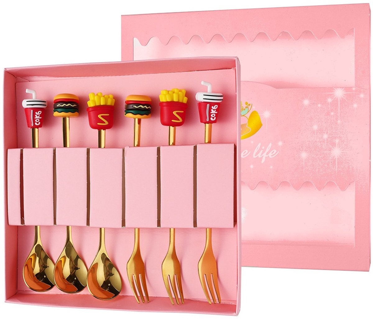 Bestek Cadeauset - 6-delig - Snacks - vrolijk - origineel - tafelaccessoire - cadeau