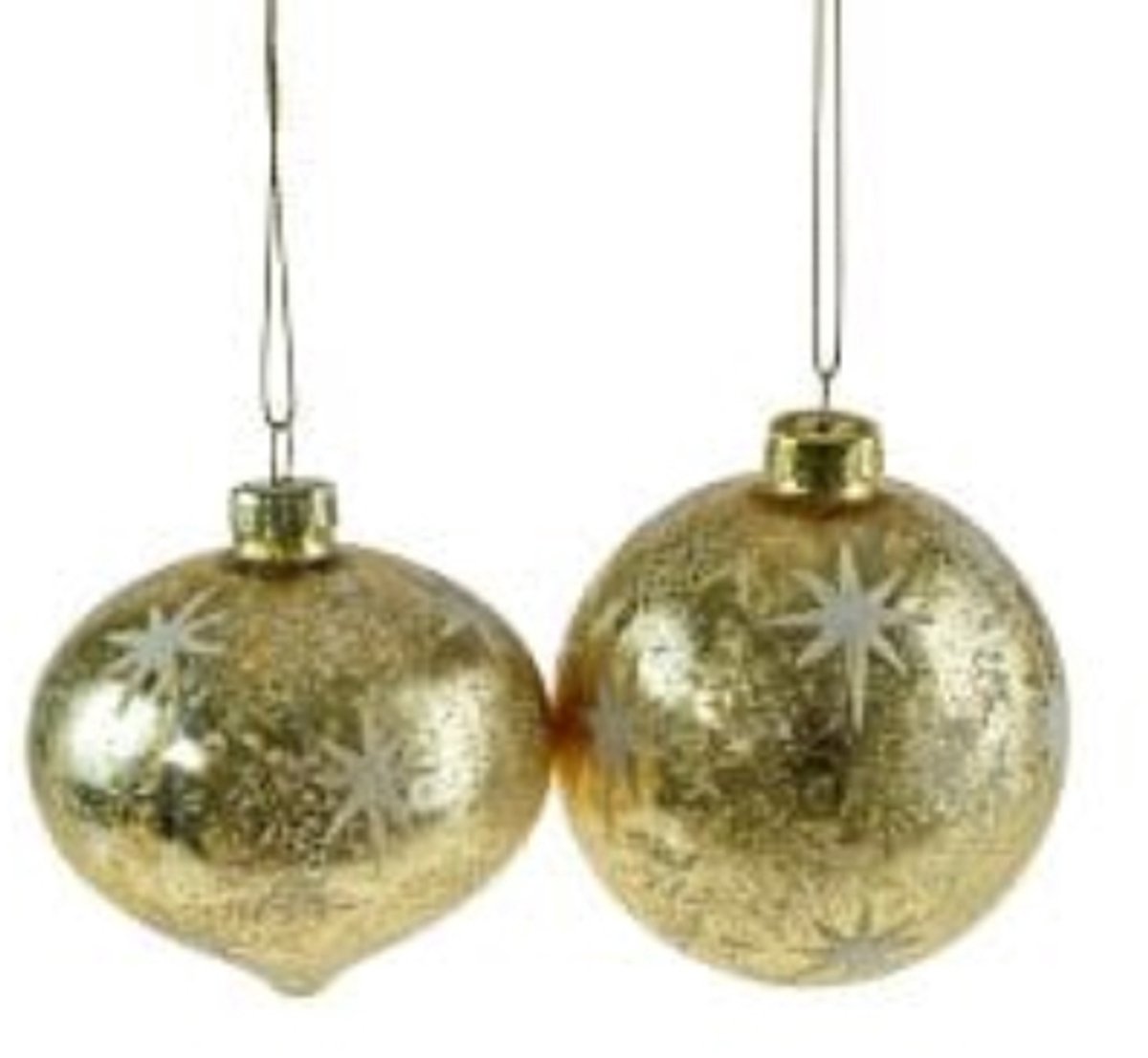 Glazen Kerstbal Soft Star - 2 Assorti - Goud - Glas - 8 cm - Werner Voss