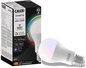 Calex Smart Multi-Color LED Lamp met verpakking. De lamp toont regenboogkleuren.