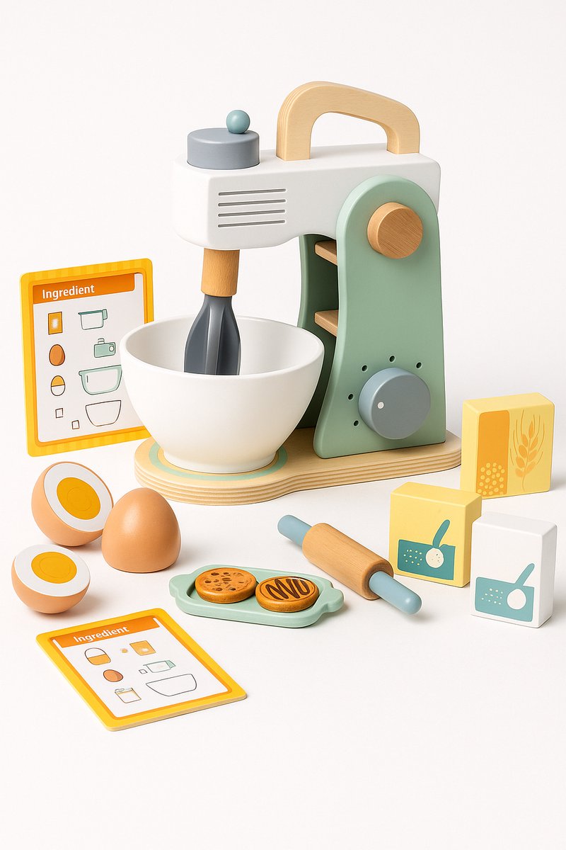 Tooky Toy® Houten Speelgoedmixer - Stimulerend houten Montessori speelgoed – Duurzaam, Educatief en Creatief spel voor Kinderen om Zelfredzaamheid en Vaardigheden te Ontwikkelen