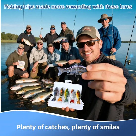 stuks realistische visaas, meervoudig gelede swimbaits, bionische swimbaits voor baars, forel, crappie, snoekbaars, snoek, zonnebaars, zalm, glijdende aas voor beginners, amateurs en professionals van TRUSCEND — afbeelding 2