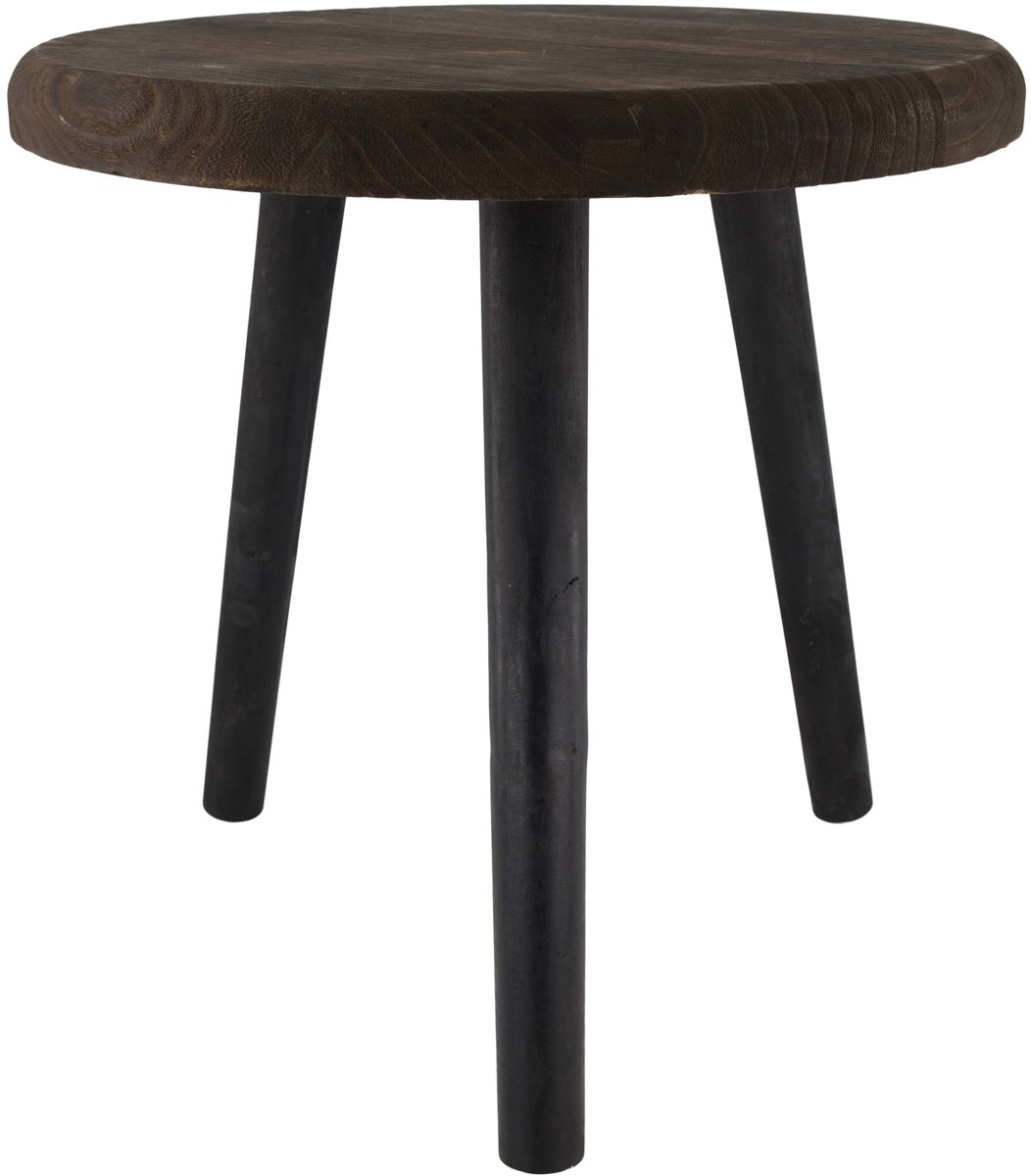 Side table round paulownia wood 38x38x38cm bijzettafel donkerhout