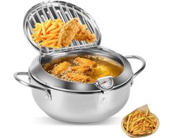 Kleine Frituur Pan - Mini Friteuse Diameter 21cm - Japanse Frituurpan - Friteuse 2.2 Liter - Met…