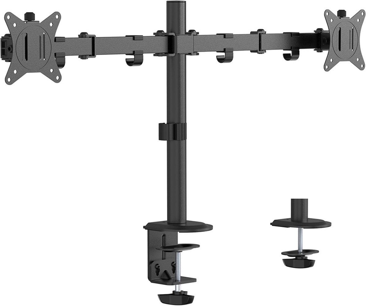 Gembird Bureau Monitorarm voor Dubbele Monitoren, 17–32", Tot 9 kg per Monitor, 360° Rotatie Landschap/Portret, Kanteling 45°, 90° Zwenkbaar, VESA-compatibel, Kabelbeheer, Zwart thumbnail 5
