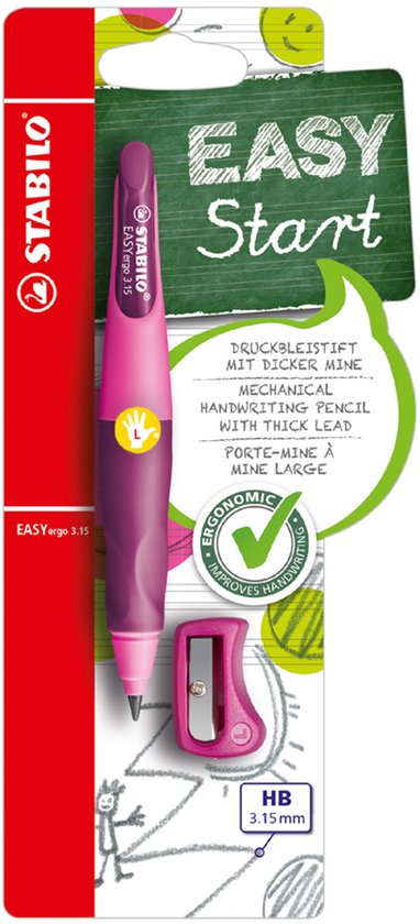 STABILO EASYergo 3.15 - Ergonomisch Vulpotlood - Rechtshandig - Navulbaar - Roze/Lila - Extra Dikke Potloodvulling 3,15 mm