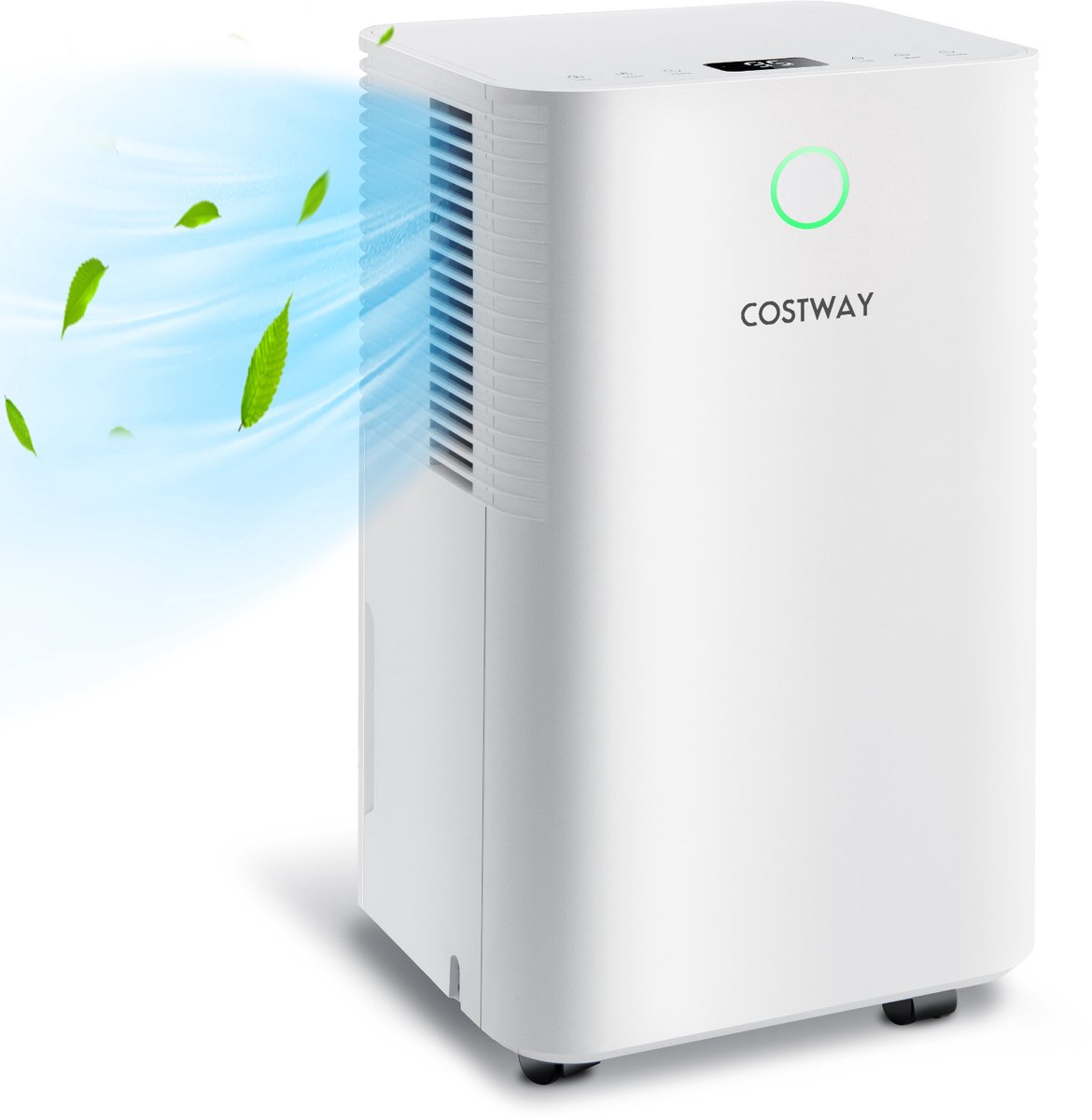 COSTWAY 12L/dag luchtontvochtiger, kamergrootte ca. 15 m², elektrische ontvochtiger met 3 modi & 2 snelheden, 2 l watertank, 24-uurs timer, slaapmodus ≤ 36 dB, automatisch ontdooien