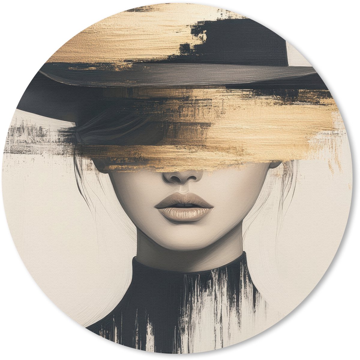 Muismat rond 30x30 cm - Mousepad Vrouw - Hoed - Verf - Ronde muismatten