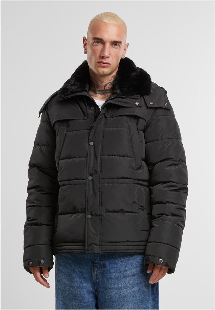 Urban Classics With Detachable Fur Collar Gewatteerd jack S Zwart