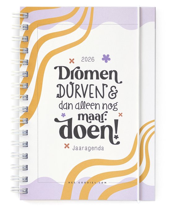 Agenda 2026 A5 volwassenen met ringband – paars oranje jaaragenda doelen planner weekagenda 2026