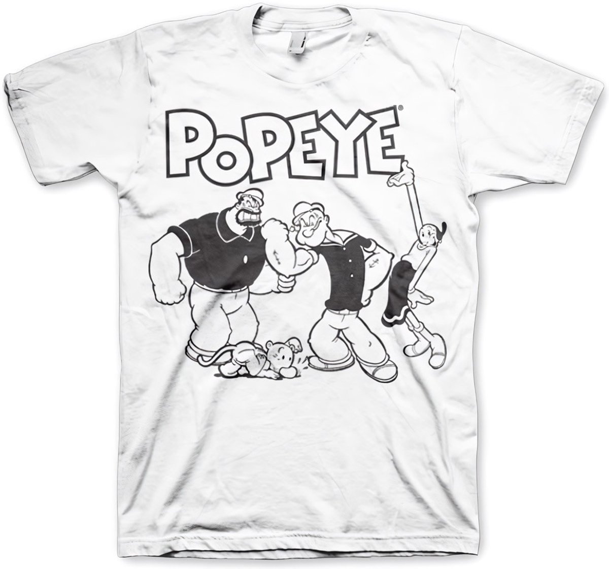 Popeye Heren Tshirt -S- Group Wit