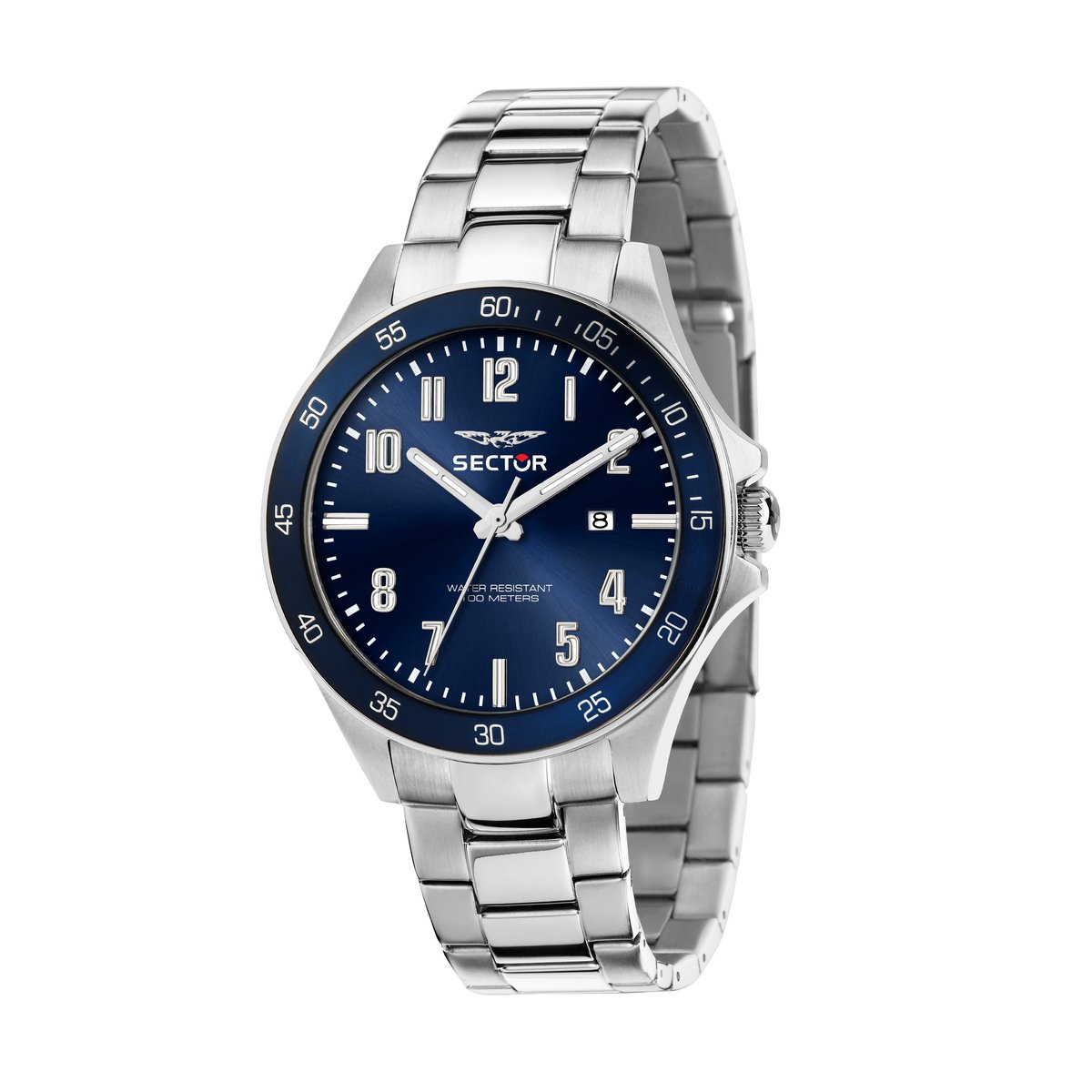 Sector - No Limits - R3253161055 - watch - horloge - zilverkleurig - blauw - stainless steel - 43 MM