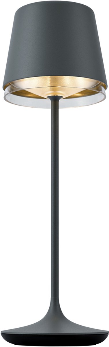 QAZQA Professional bass - Moderne Dimbare LED Draadloze Oplaadbare Tafellamp USB met Dimmer - 1 lichts - H 35 cm - Donkergrijs - Woonkamer | Slaapkamer