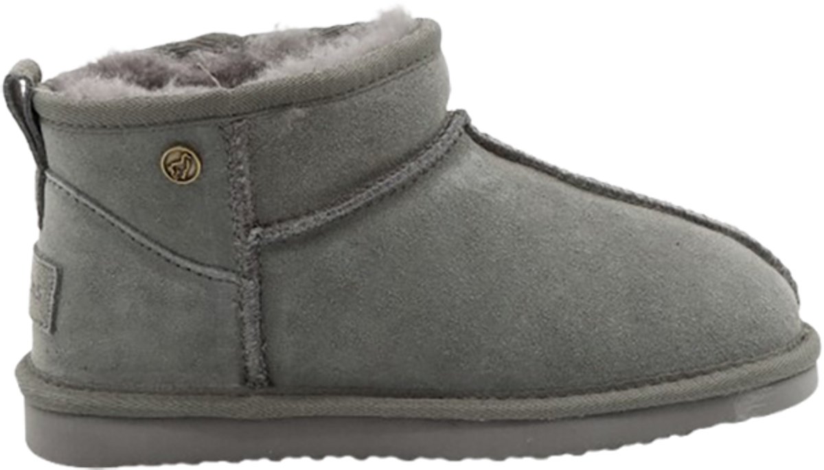 Alpacas Footwear - Dames - Echt suéde korte laarzen met stoere naad - Gevoerd met 100% zacht lamswol - Grijs – 35